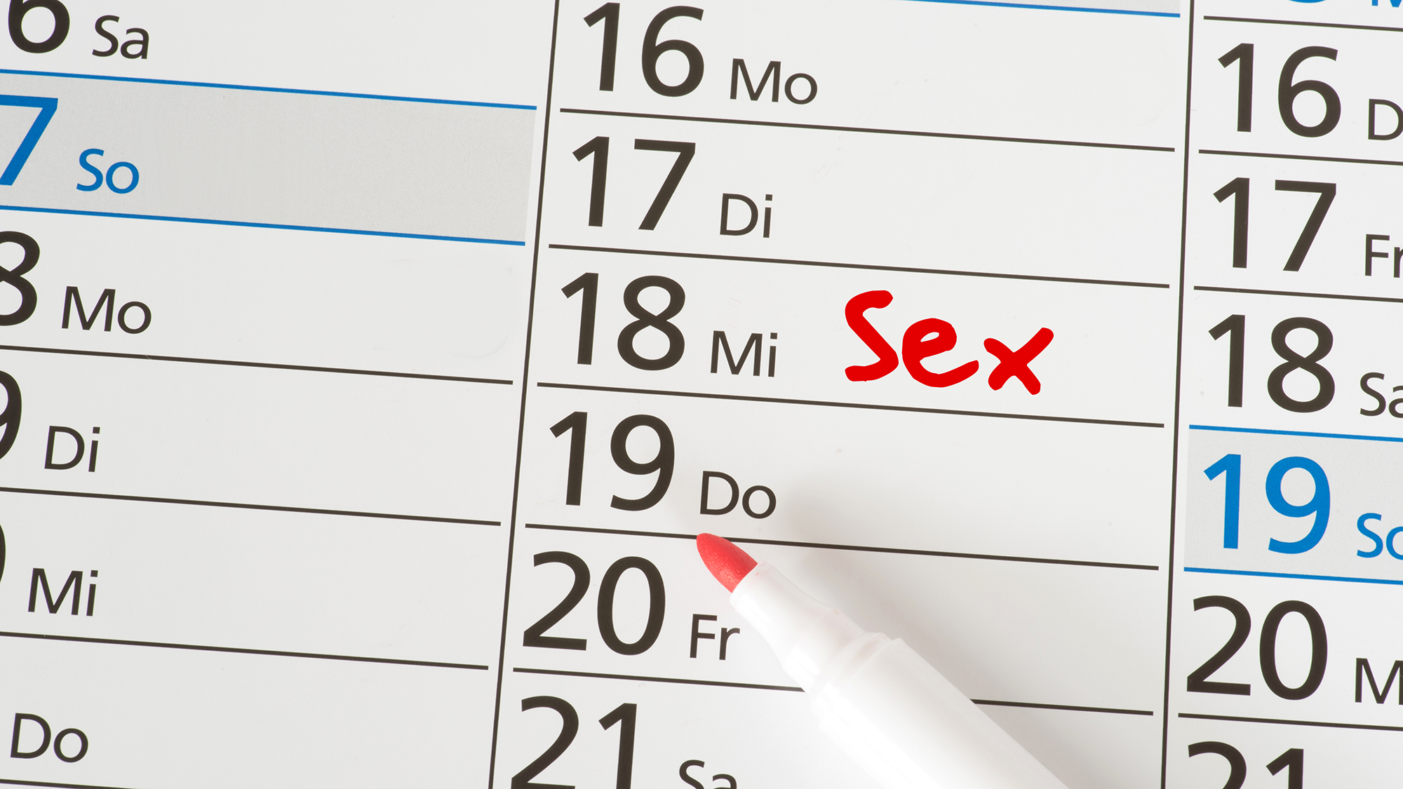 "Sex!" eingetragen in einem Kalender.