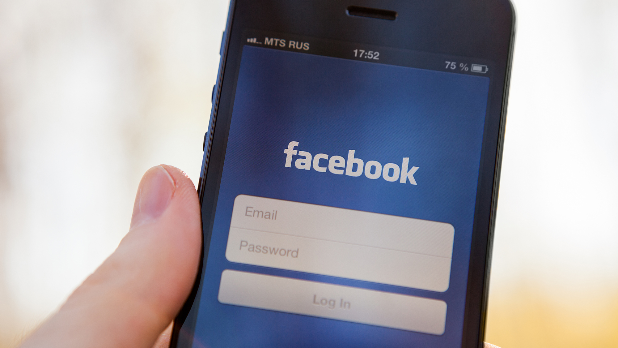 Log-in Maske von Facebook