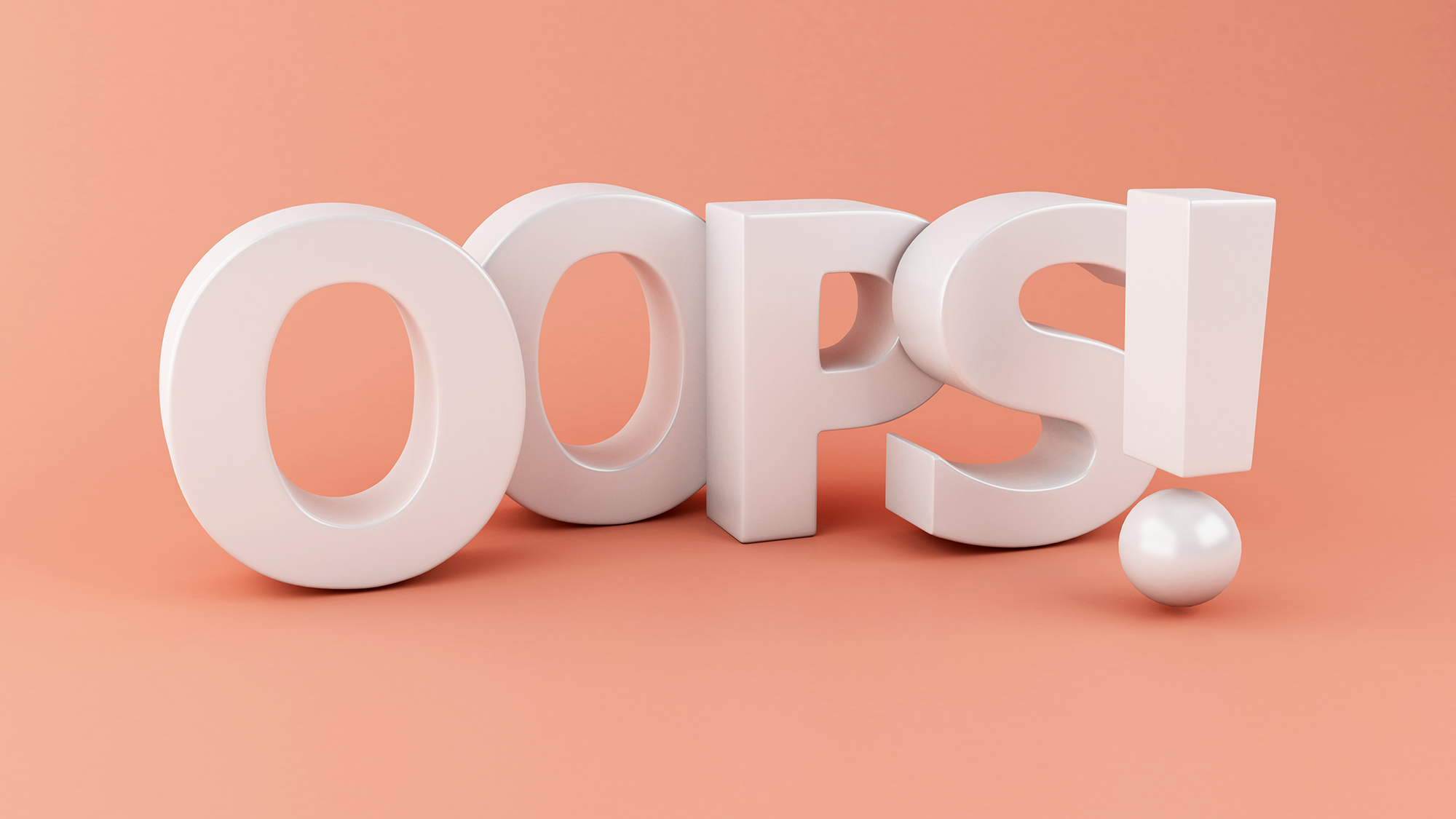 Weiße Buchstaben bilden Oops!